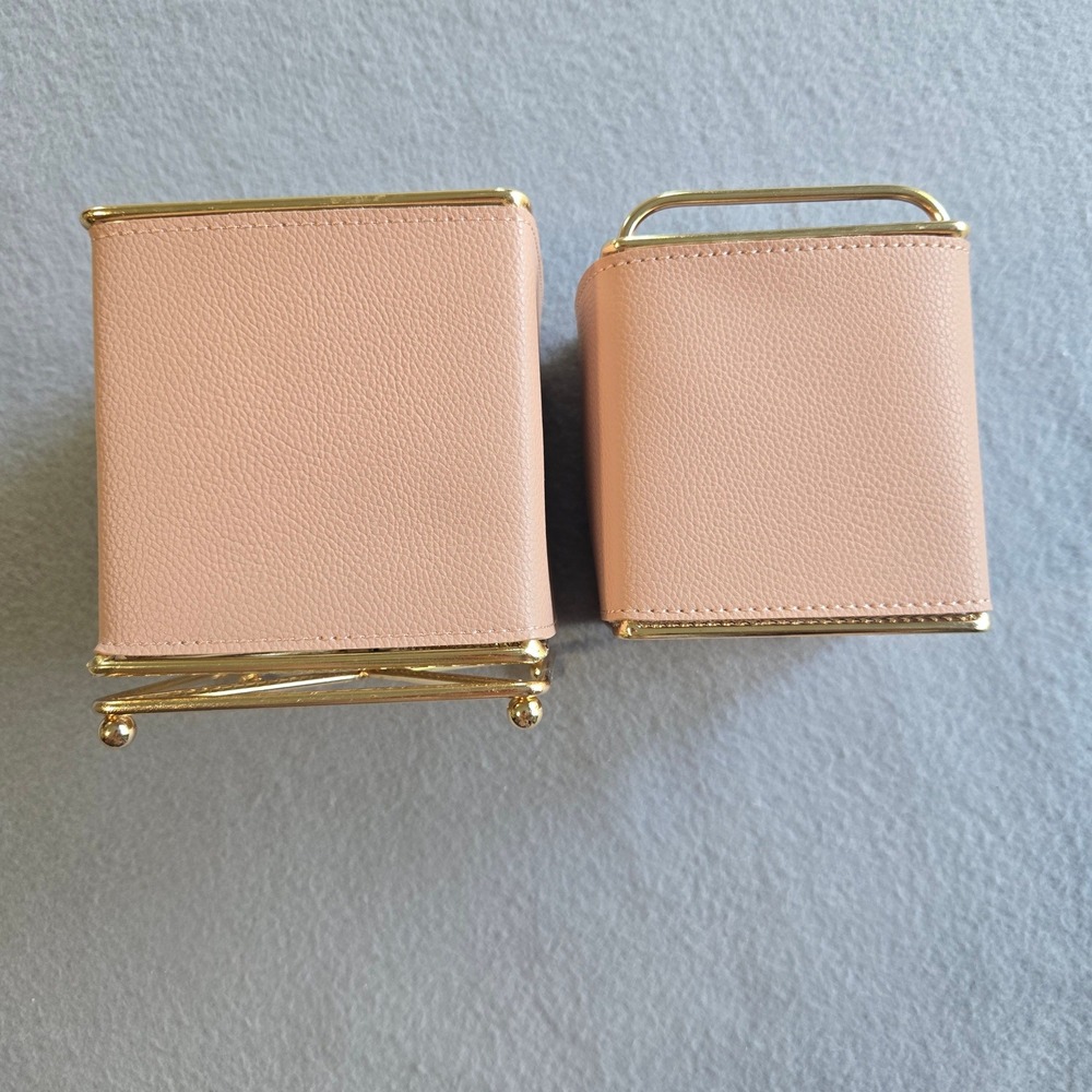 Kenneth Cole Desk Organizer Set Unisex OS Pink Gold Pebbled Leather Rotating Cup - Picture 5 of 8